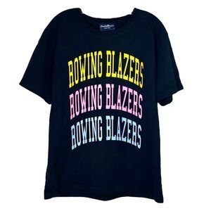 Rowing Blazers - Unisex / Men’s ‘Triple Collegiate Tee’ Logo - Black, Large